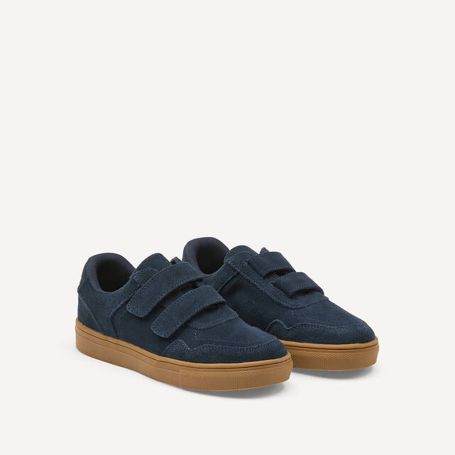 Nubuck δερμάτινα sneakers με αυτοκόλλητα λουράκια