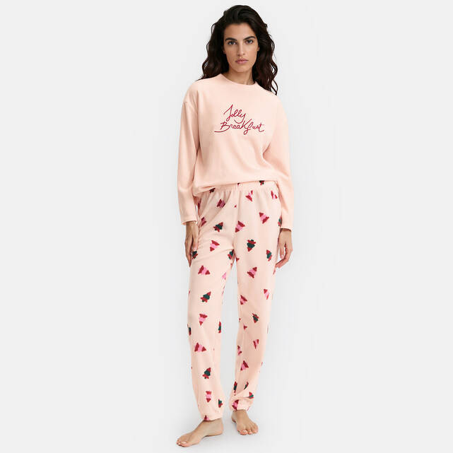 Πιτζάμα 2 τεμαχίων από microfleece με χριστουγεννιάτικο τύπωμα