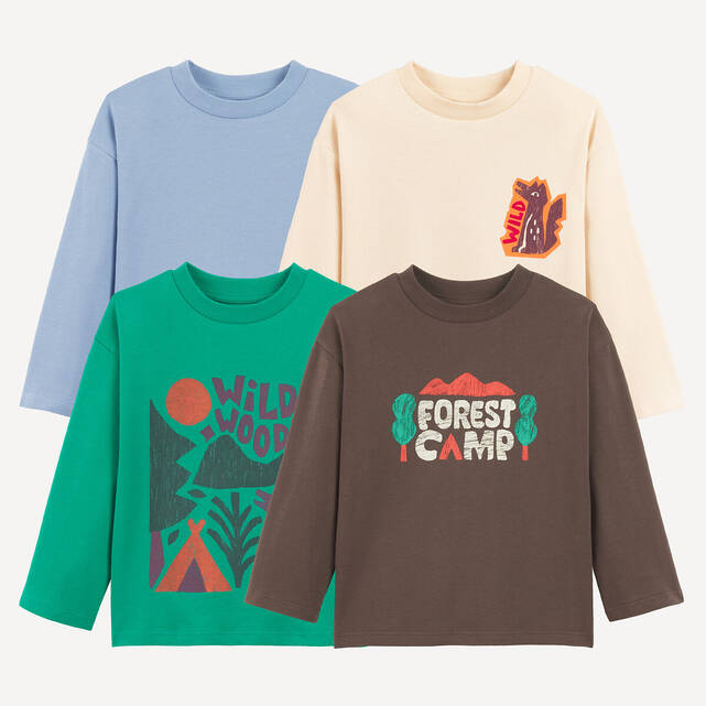 Σετ 4 μακρυμάνικα T-shirts με τύπωμα