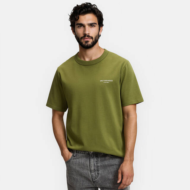 Κοντομάνικο T-shirt με στρογγυλή λαιμόκοψη και σχέδιο στο στήθος