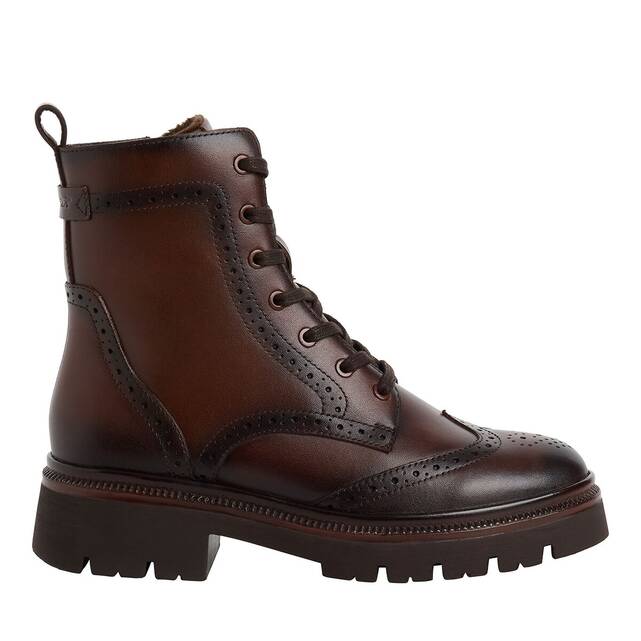 Δερμάτινα brogue μποτάκια με κορδόνια