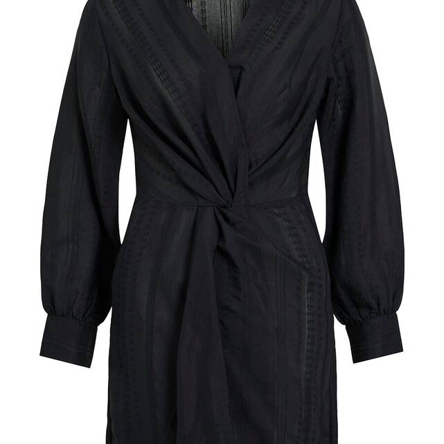 Κοντό ντραπέ φόρεμα με μακριά μανίκια