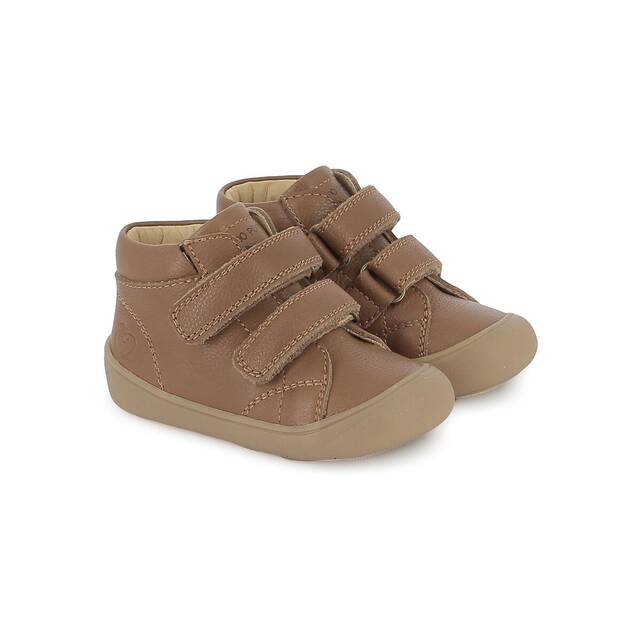 Ψηλά Barefoot δερμάτινα sneakers με velcro, PLUM EASY