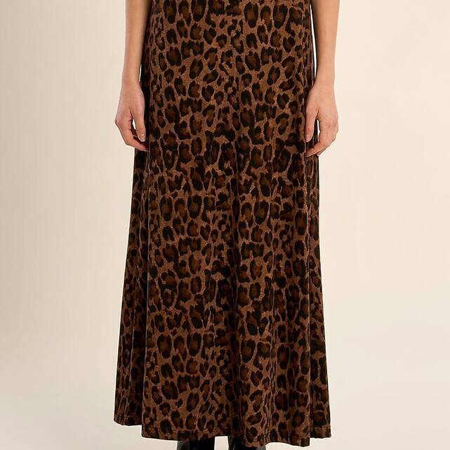 Μακριά πλεκτή φούστα με animal print