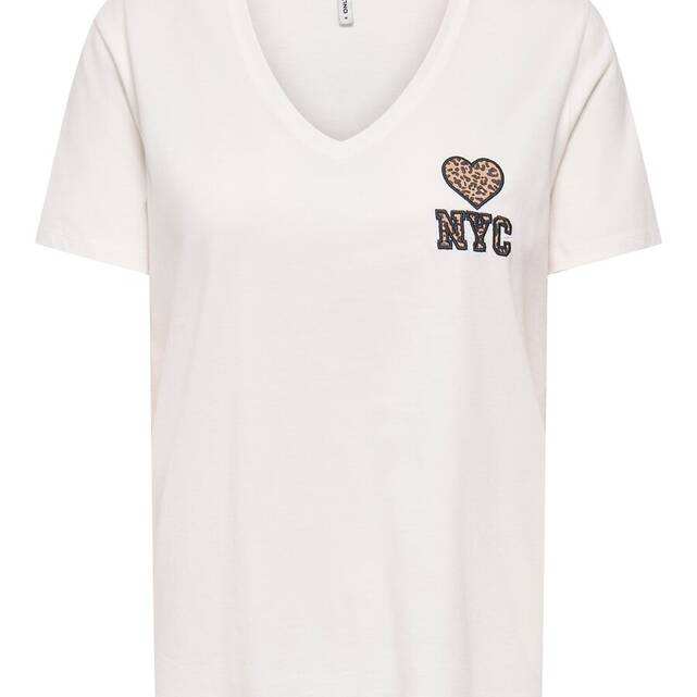Κοντομάνικο T-shirt με κεντημένη καρδιά στο στήθος