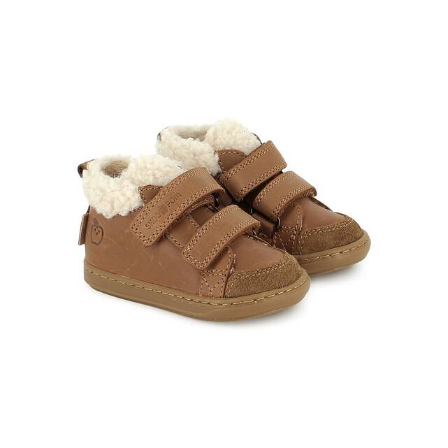 Δερμάτινα sneakers με αυτοκόλλητα λουράκια και ζεστή επένδυση, BOUBA SCRATCH WOOL